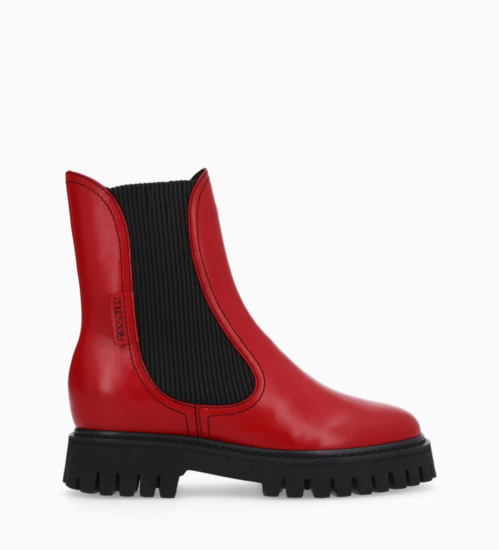 Chelsea boot Georgia Shiny calf smooth leather/Mesh fabric Red/Black ...