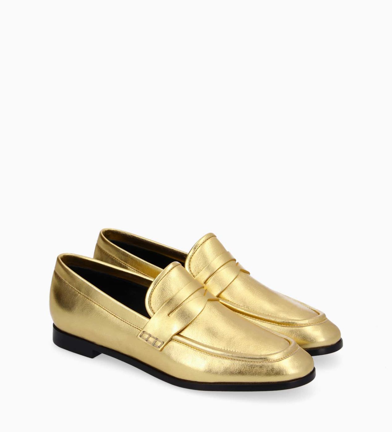 Gold on sale heeled loafers