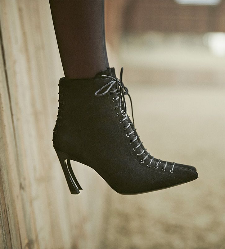 Laced heeled store ankle boots