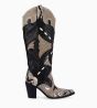 Other image of Cowboy high boot with bevelled heel - Annie 80 - Calf leather/Suede/Nappa/Snake print - Black/Beige/Taupe