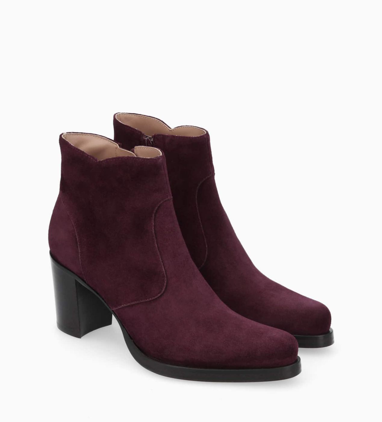 Ankle boot with block heel Paddy 70 Suede leather Burgundy