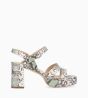 Other image of Plateform heeled sandal - Juliette 50 - Metallic snake print leather - Beige/Jade