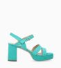 Other image of Plateform heeled sandal - Juliette 50 - Suede leather - Turquoise blue