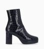 Other image of Heeled zipped boot - Carlotta 70 - Patent crocodile print leather - Midnight blue