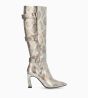 Other image of Heeled high boot with buckles - Cathy 85 - Snake print leather - Gold