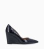 Other image of Wedge pointy pump - Francesca 70 - Patent crocodile print leather - Midnight blue