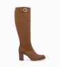 Other image of Heeled zipped high boot - Legend 70 - Suede leather - Sienna