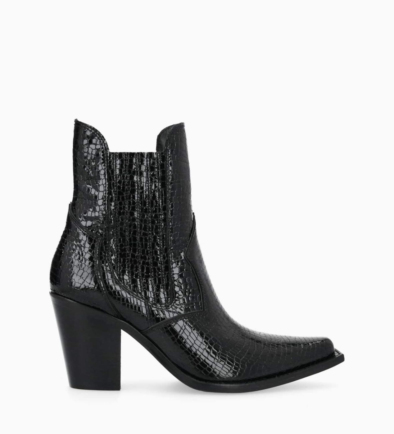 Black patent snakeskin boots best sale