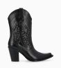 Other image of Embroidered heeled western boot with studs - Tippi 80 - Smooth calf leather/Snake print leather - Black