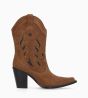 Other image of Embroidered heeled western boot with studs - Tippi 80 - Suede leather/Snake print leather - Brown/Coffee