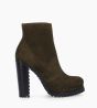 Other image of Heeled zipped boot Lery 7 - Suede leather - Khaki