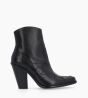 Other image of Embroidered western heeled boot - Jane 9 - Calf leather/Crocodile print leather - Black