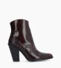 Other image of Embroidered western heeled boot - Jane 9 - Calf leather/Crocodile print leather - Brown