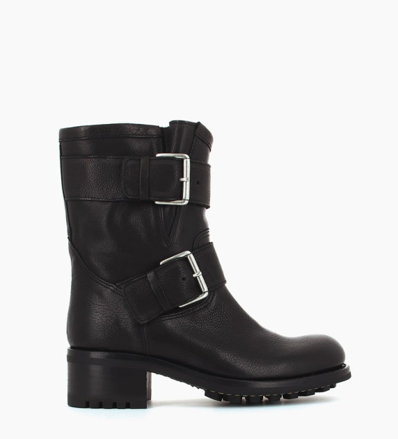 biker boots with buckles and straps